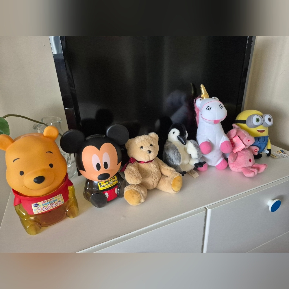 Disney Mickey Mouse and Winnie the Pooh, Teddy Bear, Unicorn, Minion, Pig
